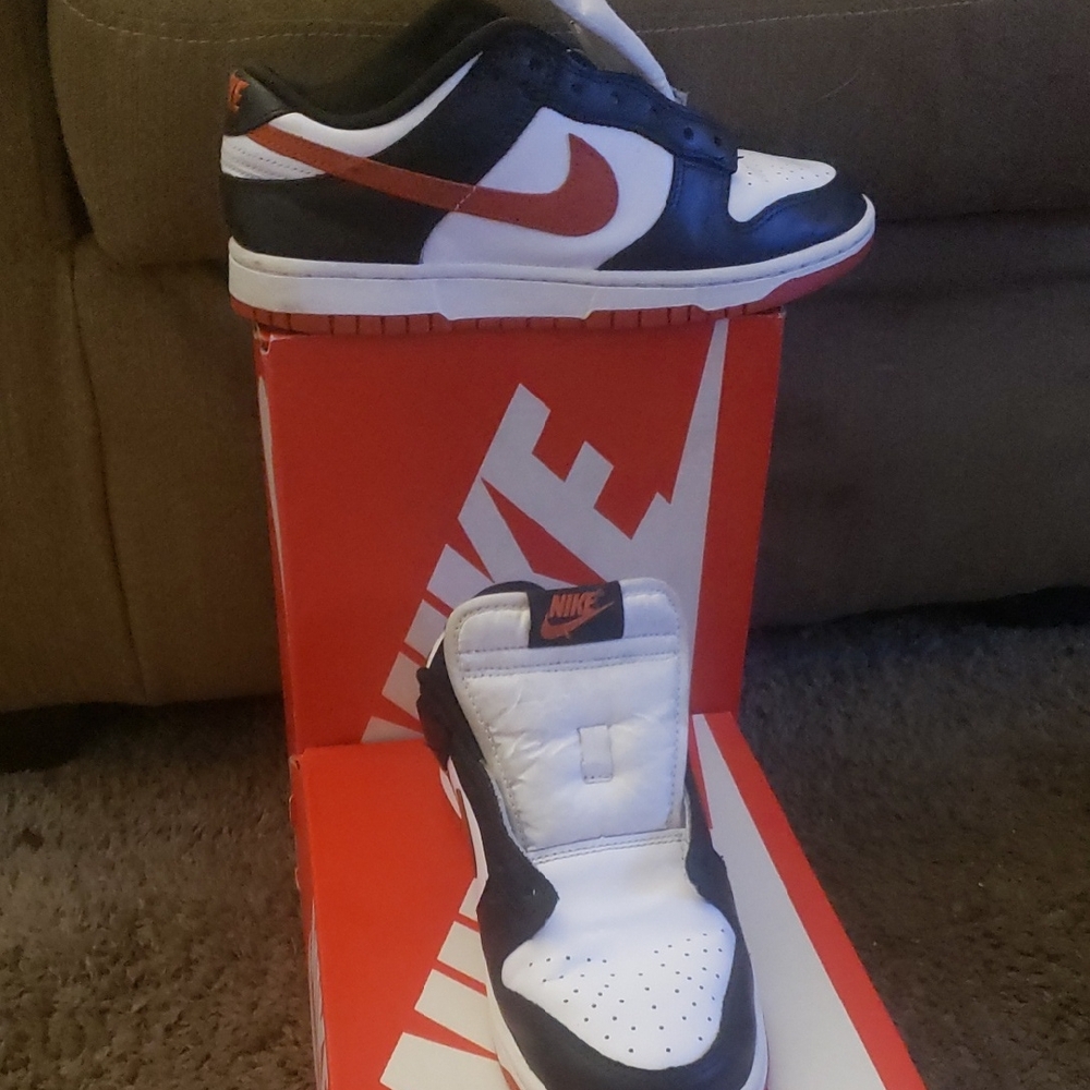 Nike Black and White Shoes with Red Accents
